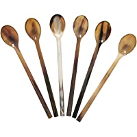 Marycrafts Juego De 6 Cuchara De Cuerno De Búfalo Para Caviar Huevos Pescado